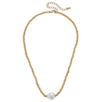Greta Freshwater Pearl Necklace in Worn Gold & Ivory | Canvas Style