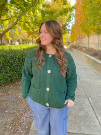 Hunter Green Knitted Long Sleeve Cardigan | Oddi