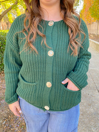 Hunter Green Knitted Long Sleeve Cardigan | Oddi