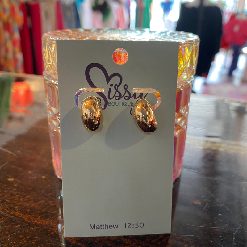 Gold Bean Stud Earrings Sissy Boutique