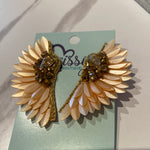 PEACH FEATHER WING DANGLE EARRINGS-Sissy Boutique-Sissy Boutique