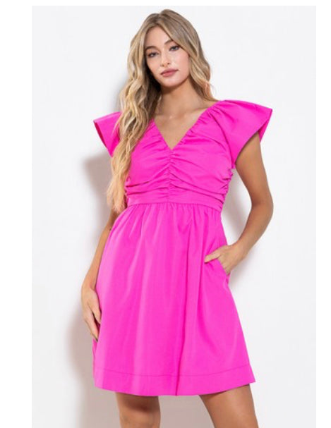 Hot Pink Poplin Dress Sissy Boutique