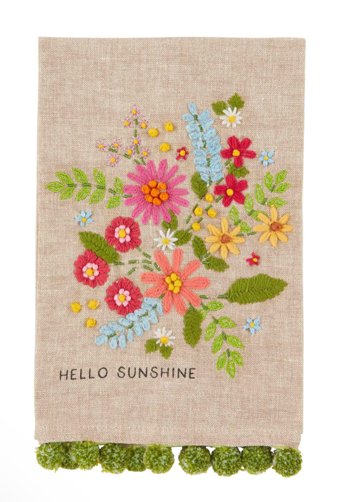 Hello Sunshine Floral Pom Towel-Sissy Boutique-Sissy Boutique