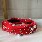 Red Pearl & Crystal Studded Knotted Headband Sissy Boutique