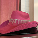 PINK COWBOY HAT WITH SILVER DETAILING-Sissy Boutique-Sissy Boutique