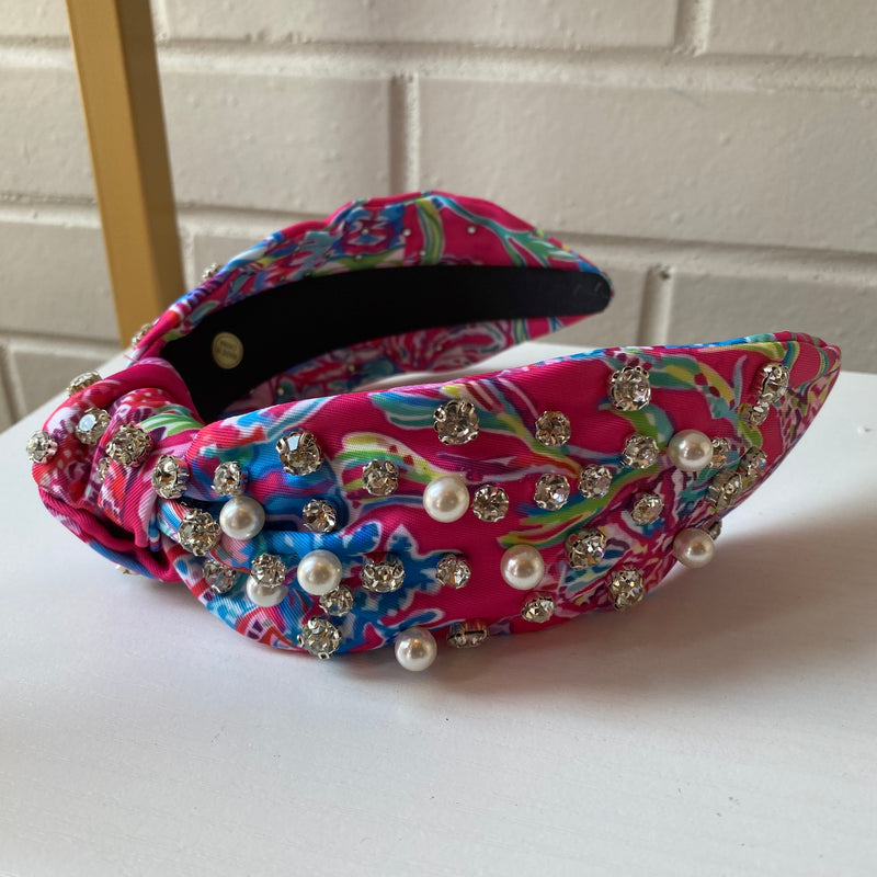 Hot Pink Paisley Headband With Knot Detailing. Sissy Boutique