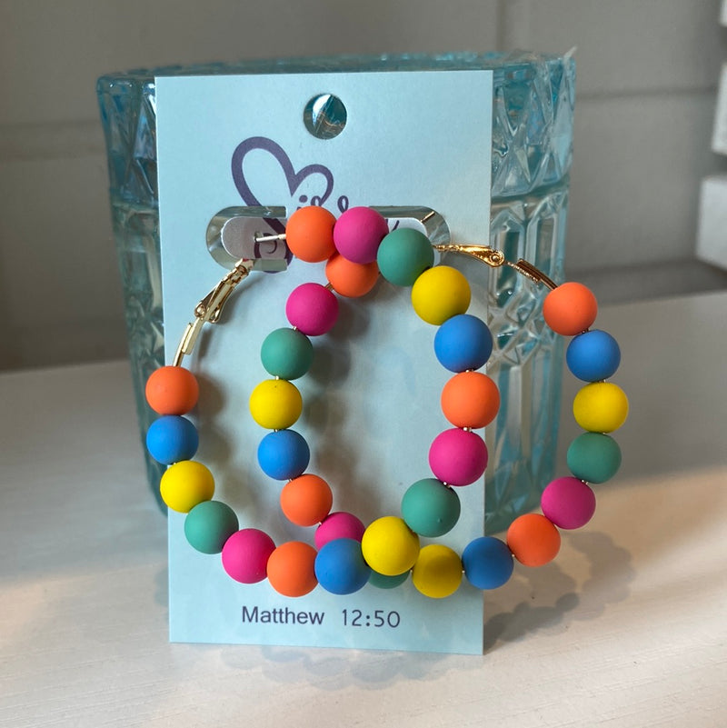 BEADED CLAY BALL HOOPS-Sissy Boutique-Sissy Boutique