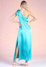Turquoise One Shoulder Maxi Dress-Jodifl-Sissy Boutique