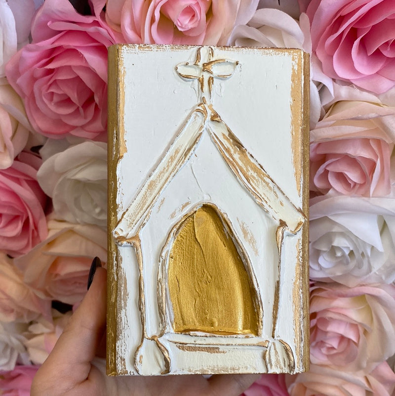 Church Hand Painted Wood Block - Small-Sissy Boutique-Sissy Boutique