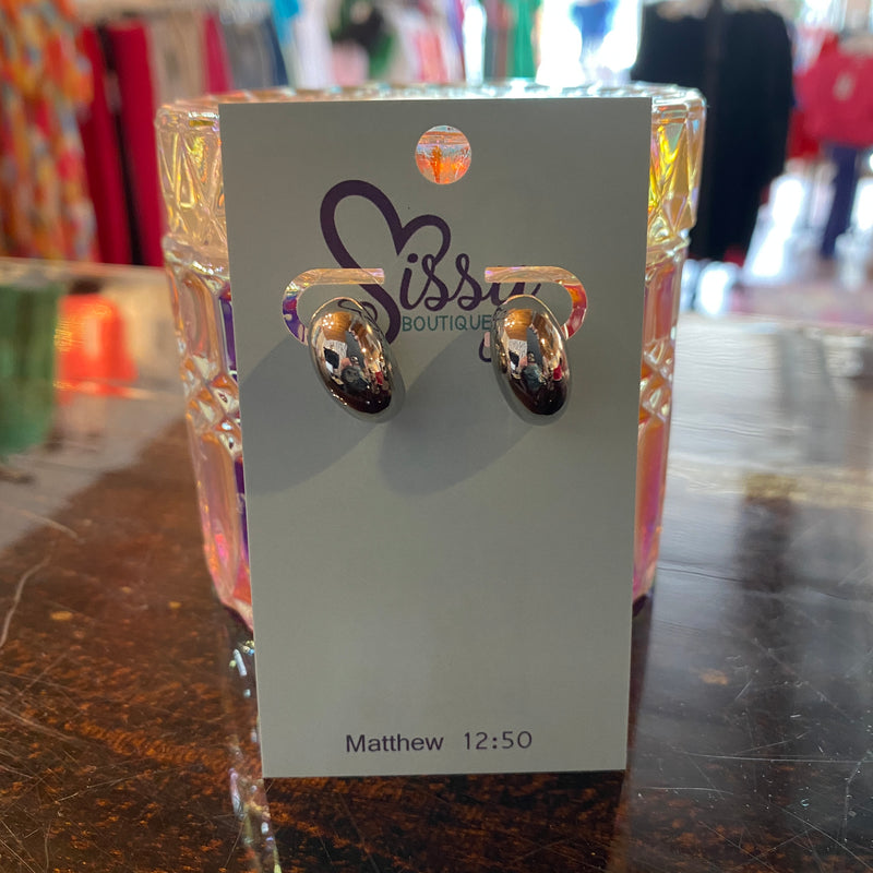 Silver Bean Stud Earrings Sissy Boutique