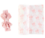 BOW SWADDLE AND HEADBAND SET MUD PIE-Mud Pie-Sissy Boutique