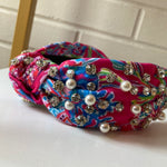 HOT PINK PAISLEY HEADBAND WITH KNOT DETAILING.-Sissy Boutique-Sissy Boutique
