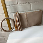 Taupe Wristlet With Fringe Sissy Boutique