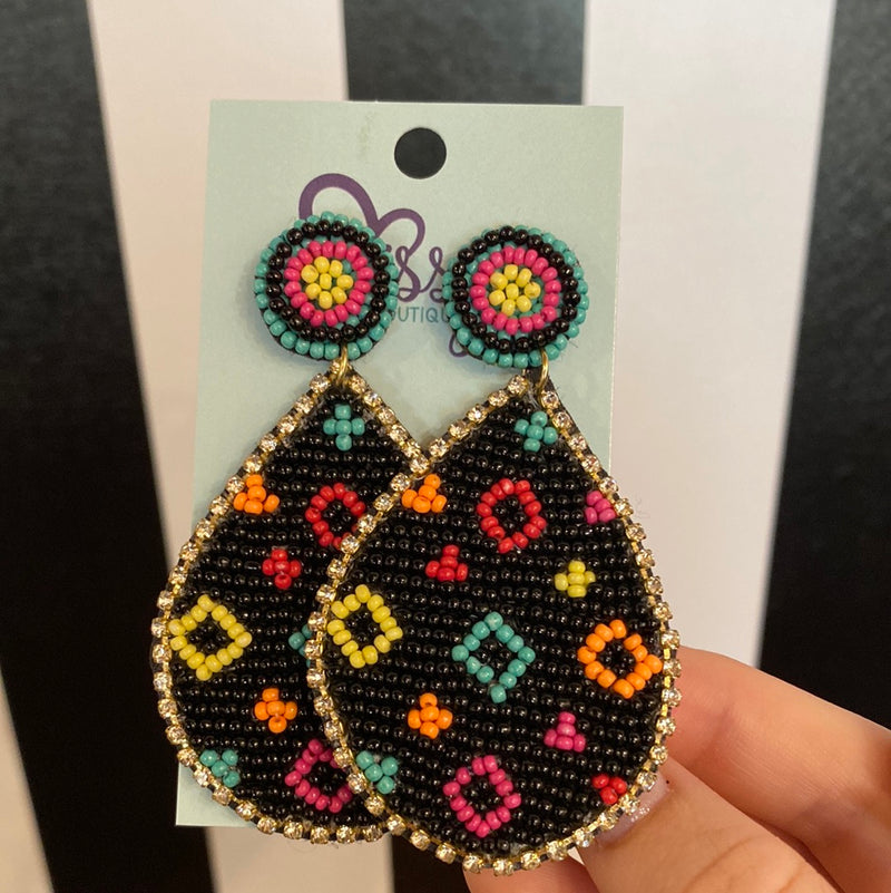 BLACK AND NEON DANGLE EARRINGS-Sissy Boutique-Sissy Boutique