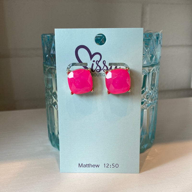 NEON PINK GLITTER STUDS-Sissy Boutique-Sissy Boutique