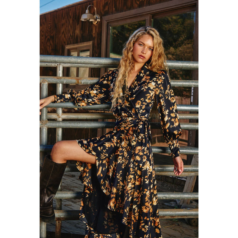 slim fit dress slacks Gold Sparkle Ring Detail Wrap Midi Dress – AX Paris main image 0