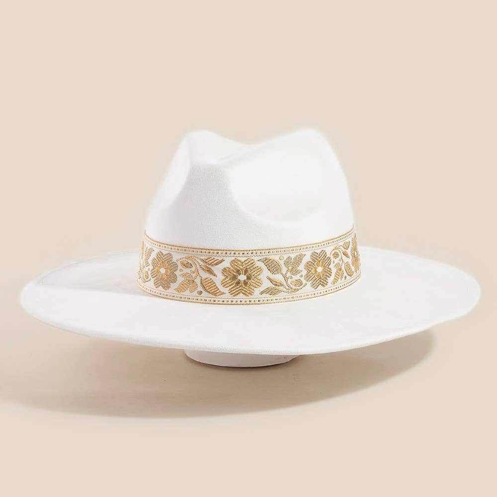 Ivory Flower Ribbon Bow Fedora Hat | Anarchy Street