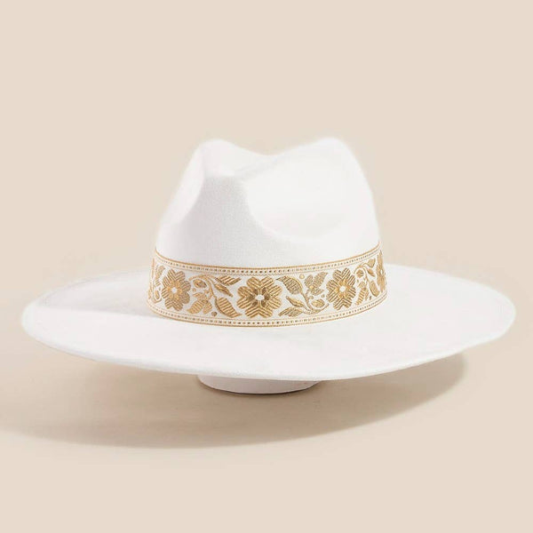 Ivory Flower Ribbon Bow Fedora Hat | Anarchy Street