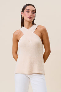 Ivory Surplice Sleeveless Knit Tank Top | Able
