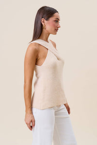 Ivory Surplice Sleeveless Knit Tank Top | Able