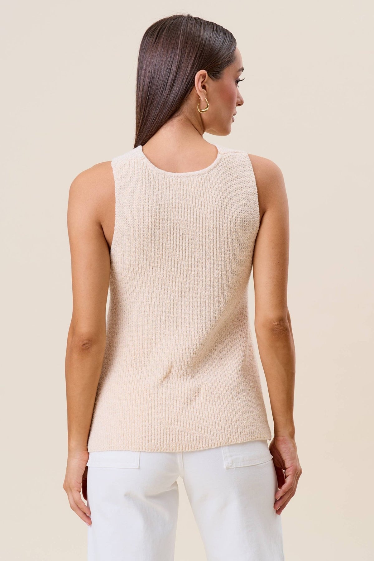 Ivory Surplice Sleeveless Knit Tank Top | Able