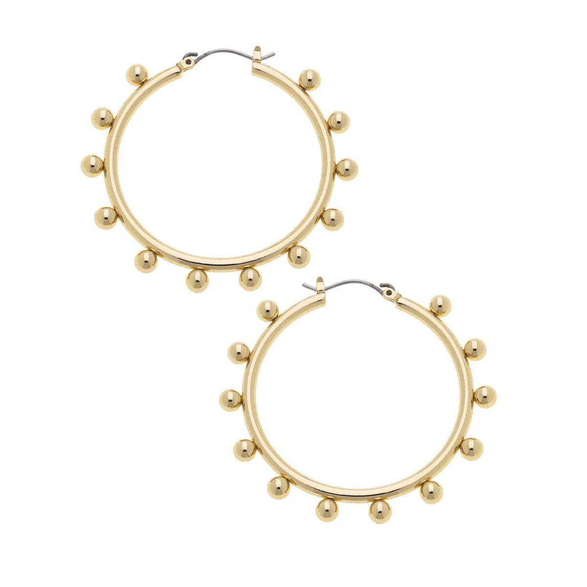 Katie Ball Bead Hoop Earrings in Shiny Gold | Canvas Style