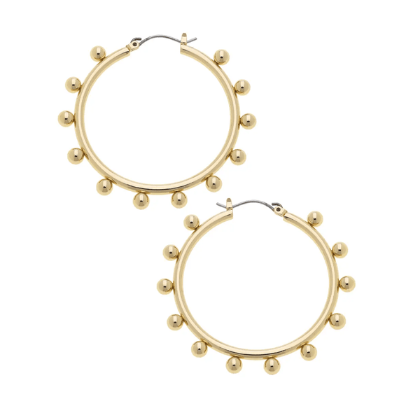 Katie Ball Bead Hoop Earrings in Shiny Gold | Canvas Style
