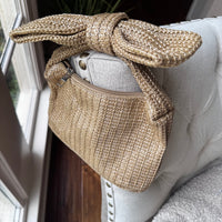 Khaki Raffia Bow Coquette Clutch | Sissy Boutique