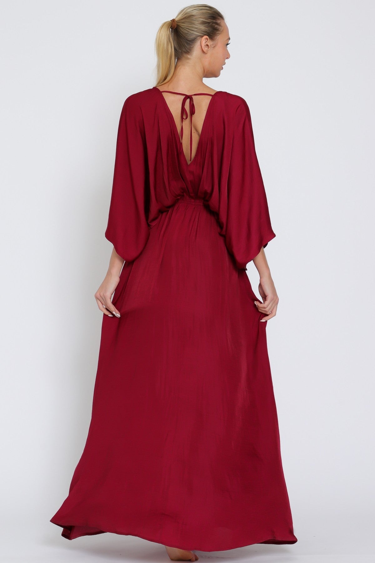 Buy Kimono Sleeve Tie Back Neck Elastic Maxi Dress Online | Sissy Boutique Buy Kimono Sleeve Tie Back Neck Elastic Maxi Dress Online | Sissy Boutique