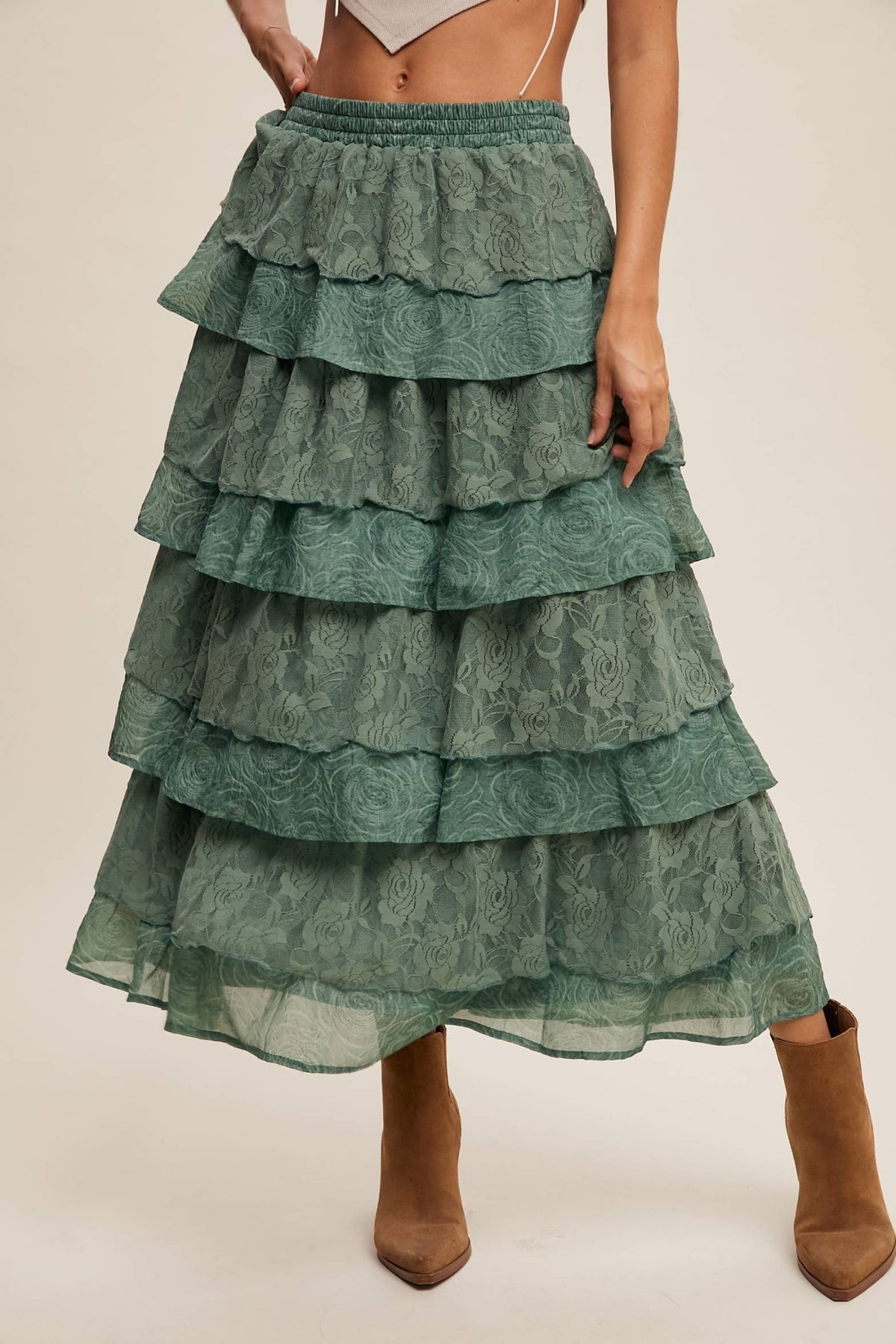 Lace Tiered Maxi Skirt | Listicle