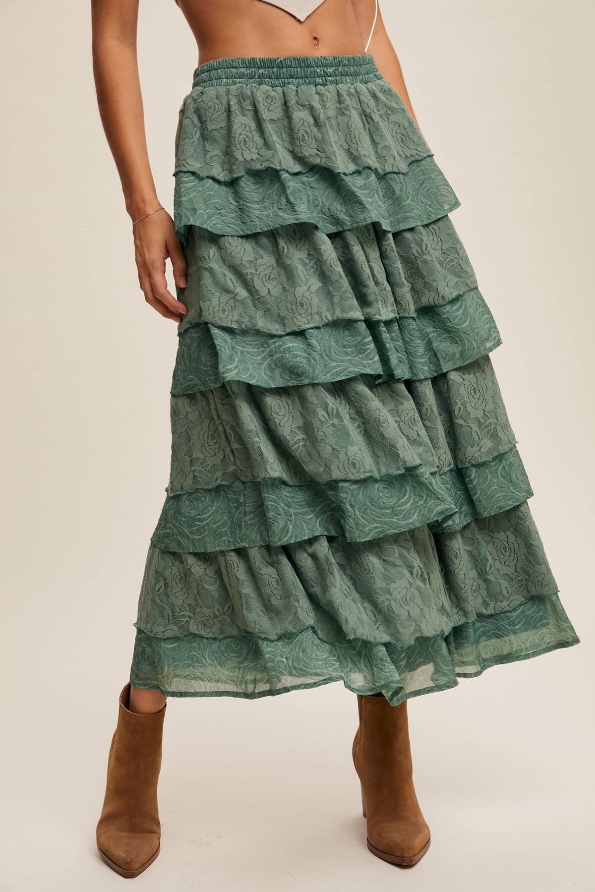 Lace Tiered Maxi Skirt | Listicle
