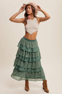 Lace Tiered Maxi Skirt | Listicle
