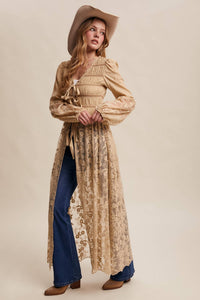 Lace-Up Embroidered Maxi Kimono | Listicle