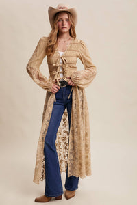 Lace-Up Embroidered Maxi Kimono | Listicle