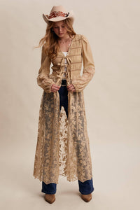 Lace-Up Embroidered Maxi Kimono | Listicle