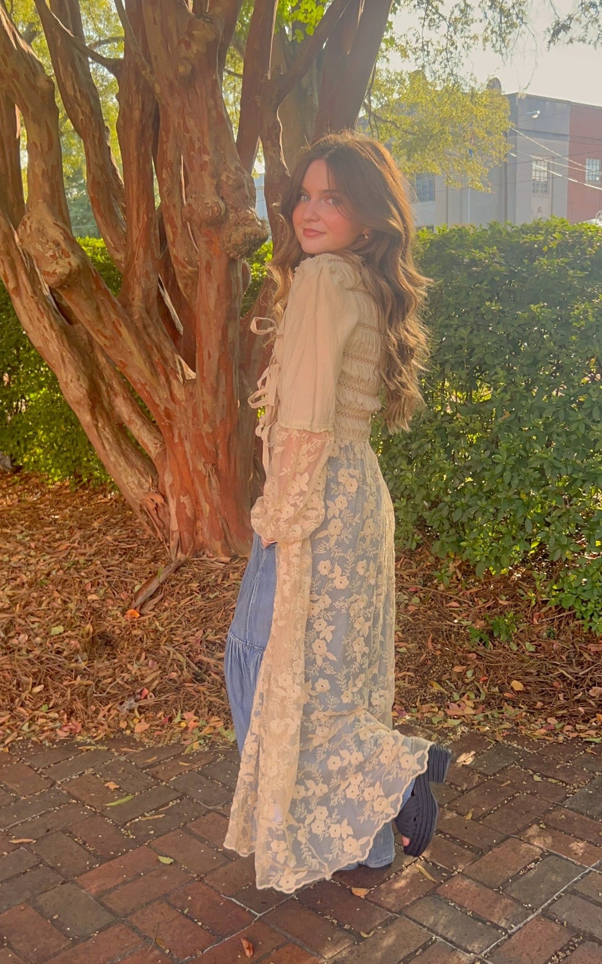 Lace-Up Embroidered Maxi Kimono | Listicle