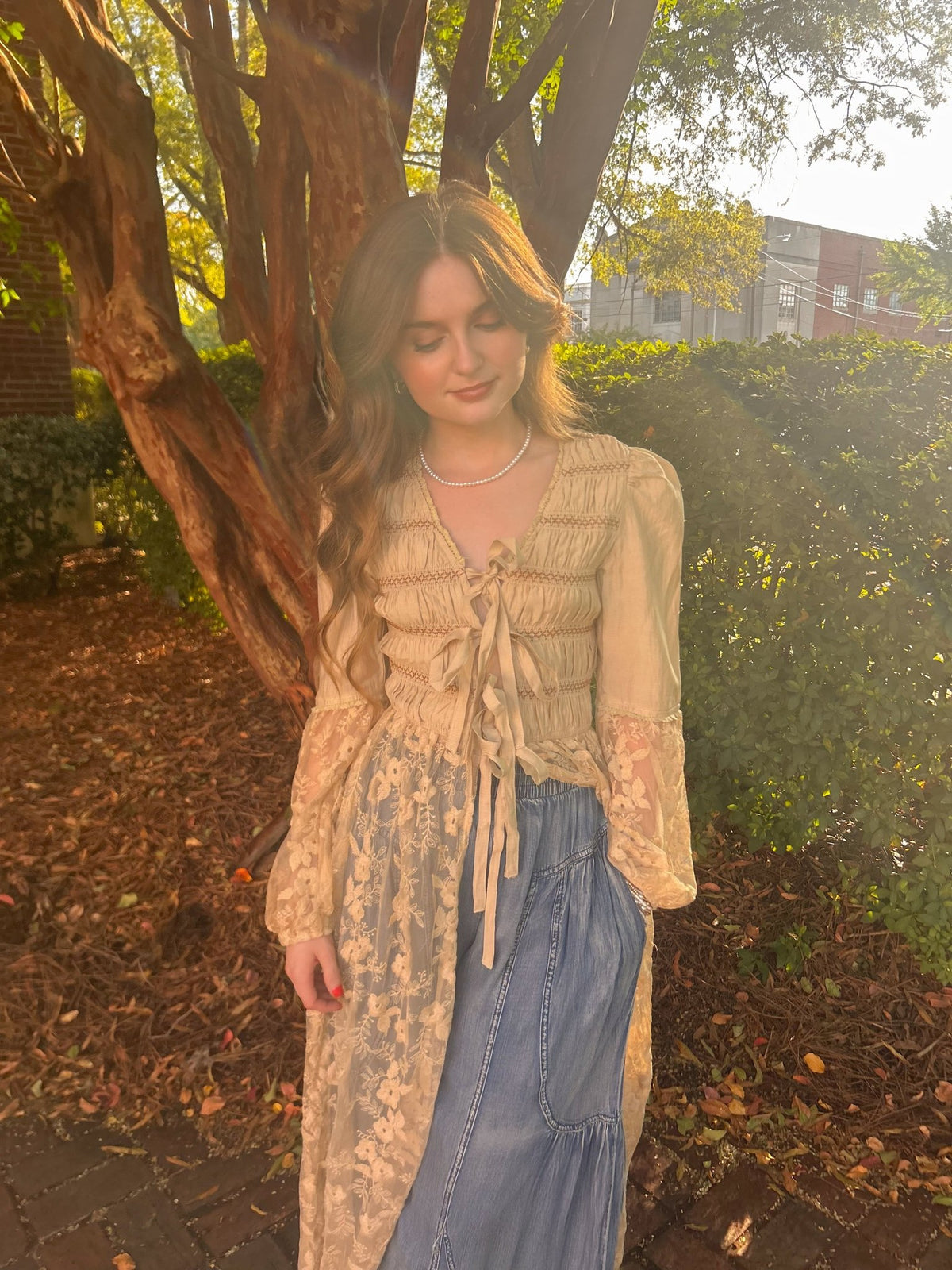 Lace-Up Embroidered Maxi Kimono | Listicle