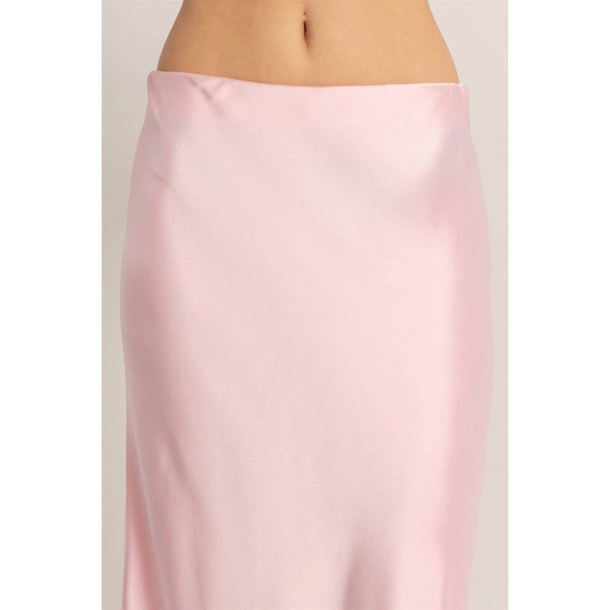 Light Pink Satin Midi Skirt | HYFVE
