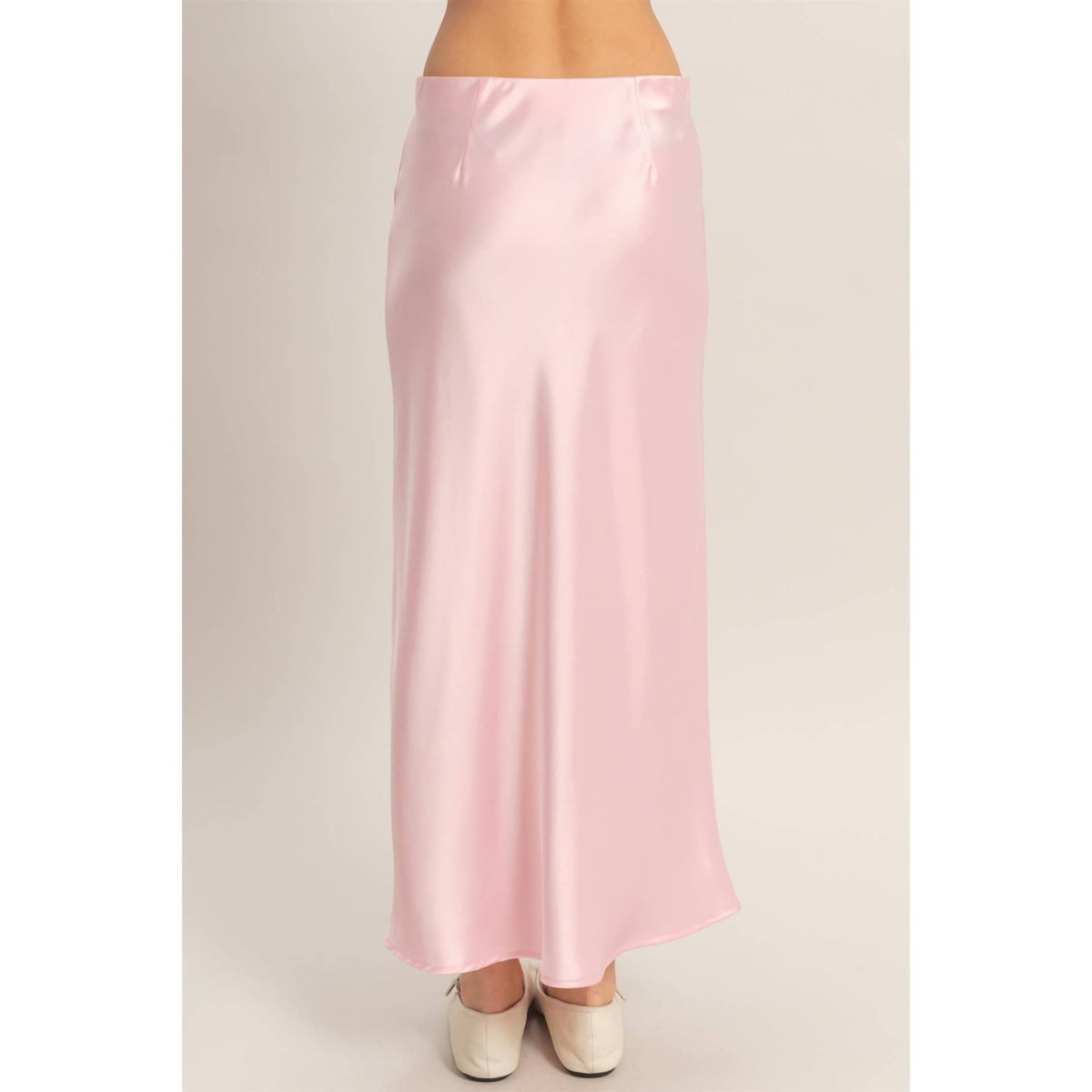 Light Pink Satin Midi Skirt | HYFVE