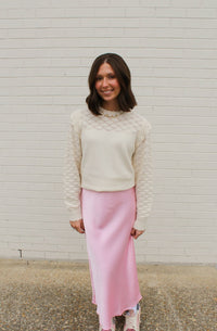 Light Pink Satin Midi Skirt | HYFVE