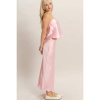 Light Pink Satin Midi Skirt | HYFVE