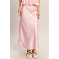Light Pink Satin Midi Skirt | HYFVE