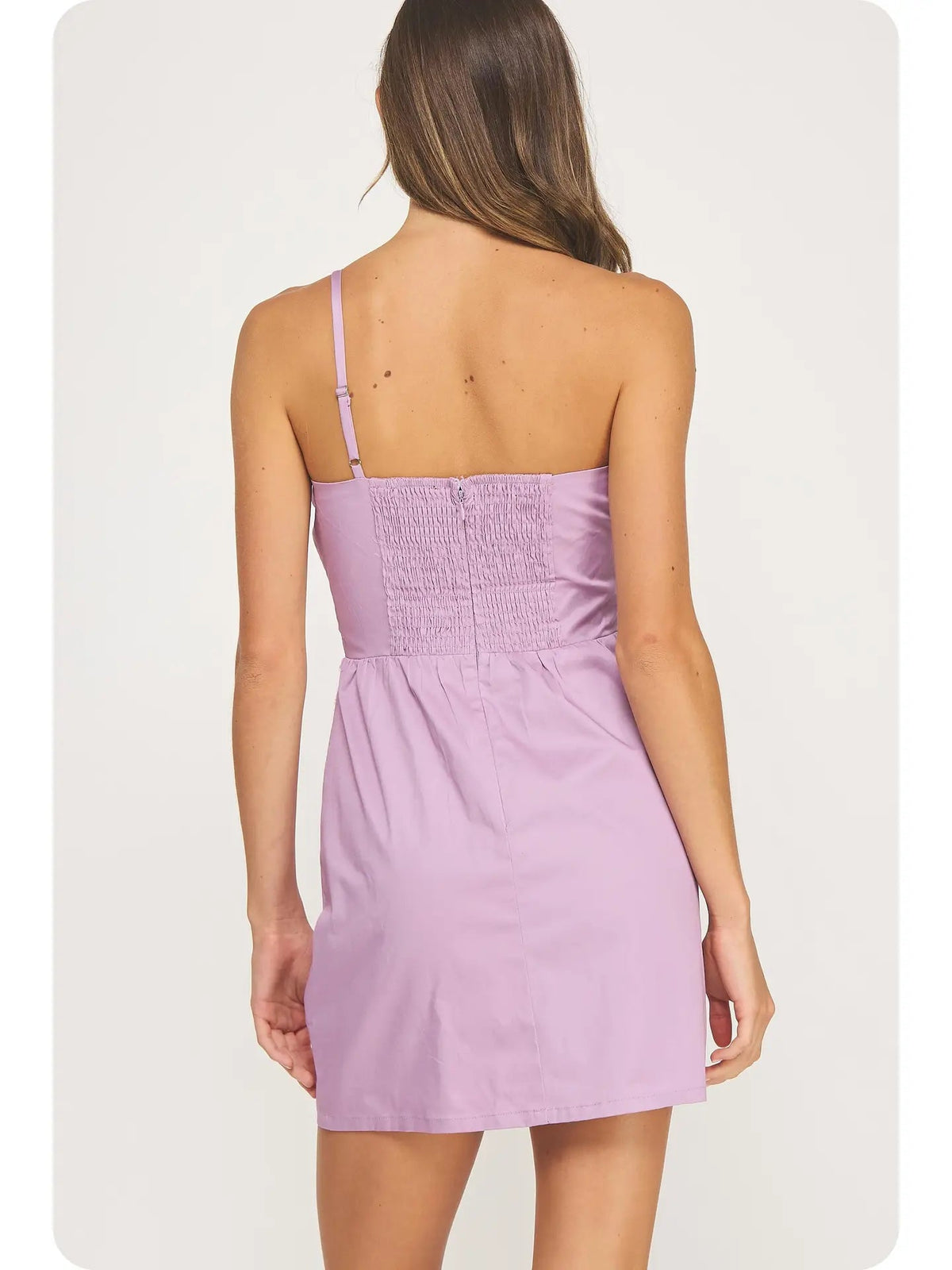 Lilac Knotted Floral Bow Mini Dress | Strut & Bolt
