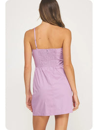 Lilac Knotted Floral Bow Mini Dress | Strut & Bolt