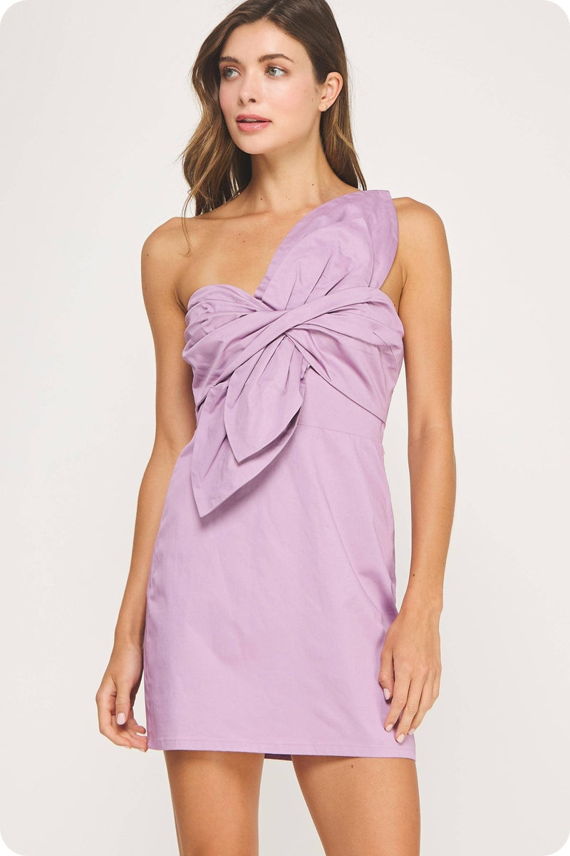 Lilac Knotted Floral Bow Mini Dress Lilac Knotted Floral Bow Mini Dress