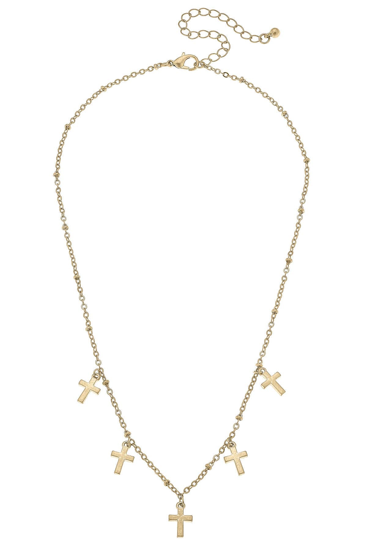 Mason Cross Charm Station Necklace in Worn Gold | Canvas Style