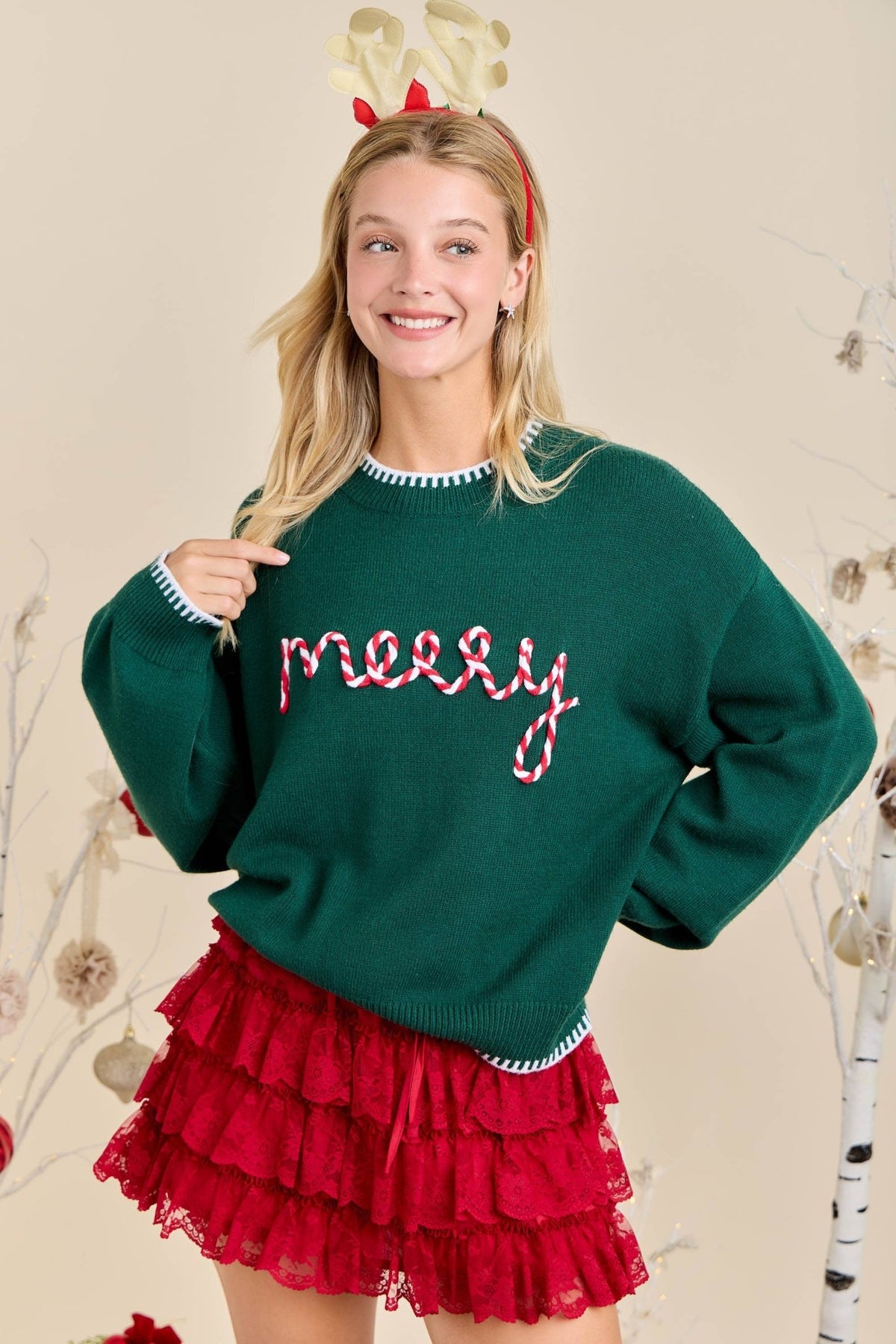 Merry Embroidered Sweater | Main Strip