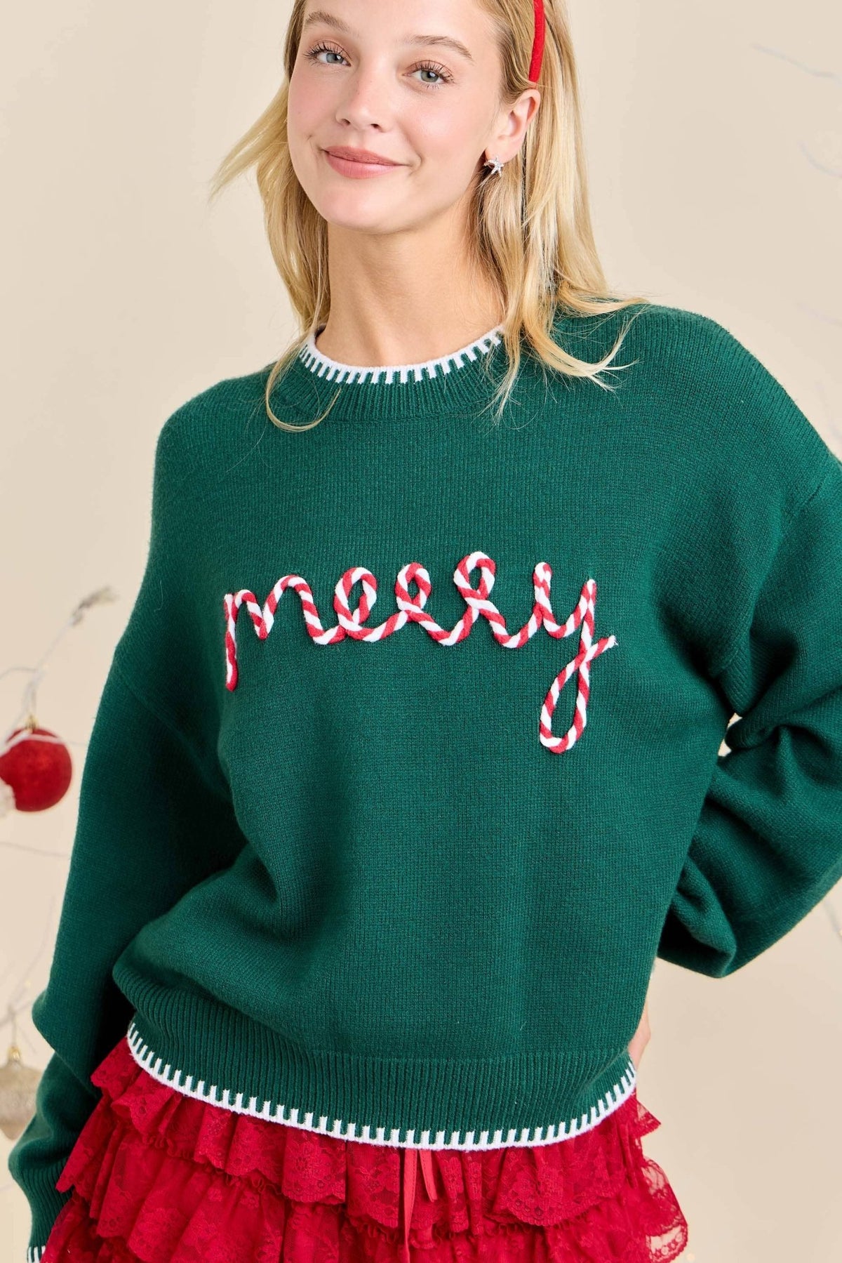 Merry Embroidered Sweater | Main Strip