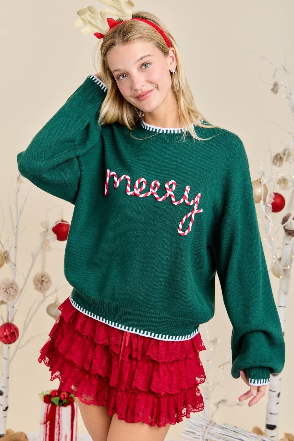 Merry Embroidered Sweater | Main Strip