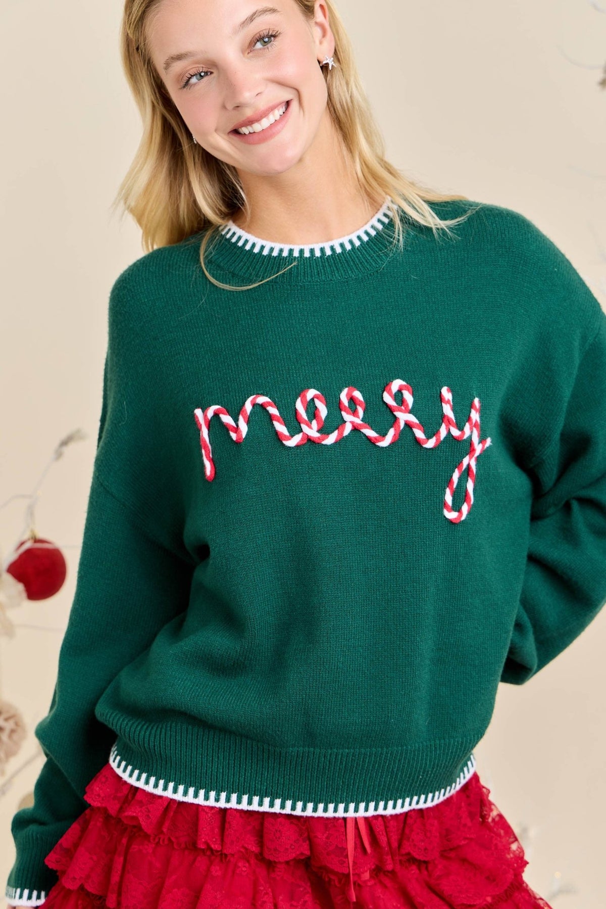 Merry Embroidered Sweater | Main Strip